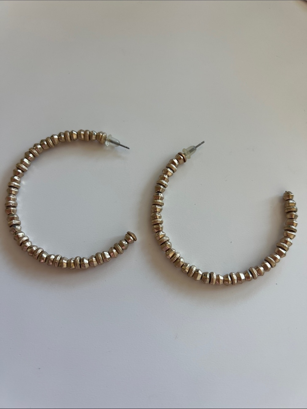 Beaded Hoop Earrings - Gold Tone
